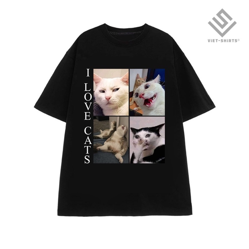 Áo thun unisex Vietshirts - i love cats