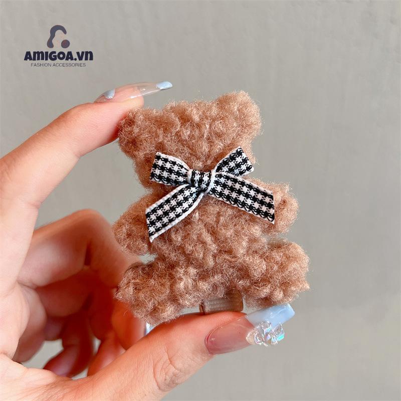 ✨✨Kẹp Tóc Đính Nơ Gấu Bông Dễ Thương Phong Cách Hàn Quốc Cho Nữ