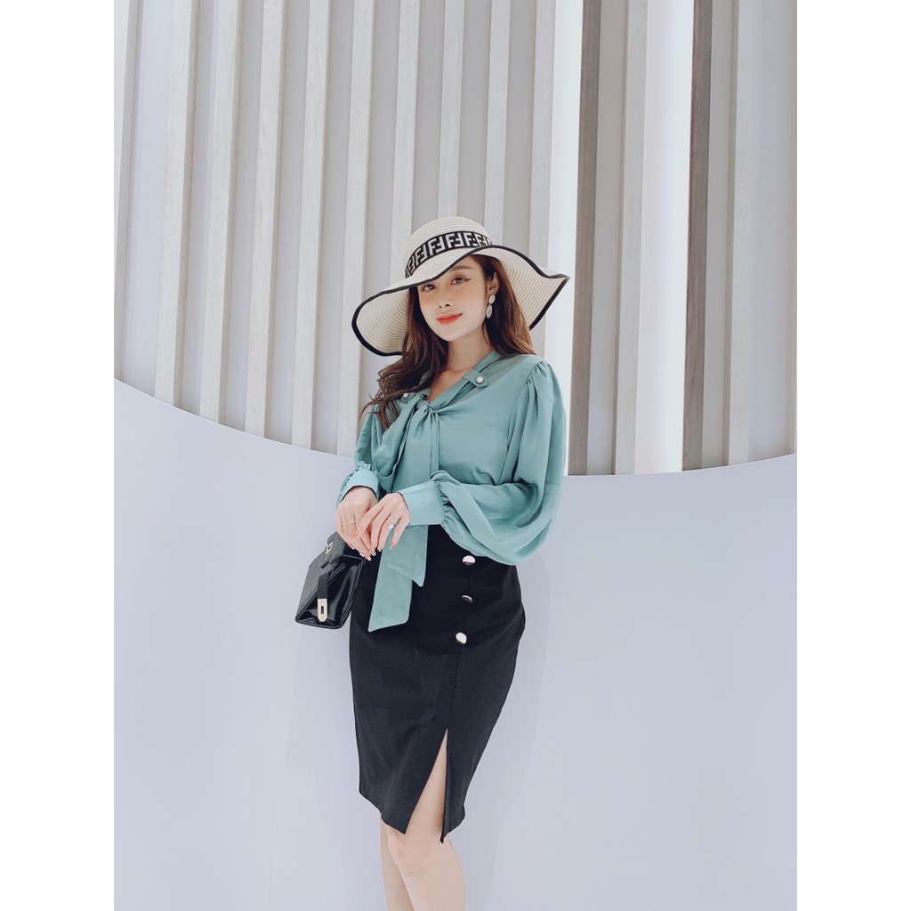 Chân váy bút chì đính nút siêu xinh siêu sang siêu cao cấp, thiết kế cho công sở, đi tiệc, đi chơi đều được - CV0099