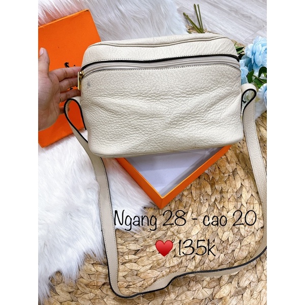 Túi si da thật màu kem