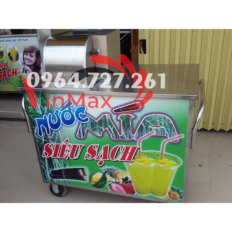 Xe ép nước mía ép 2 cây siêu sạch có bàn liền và ngăn kéo