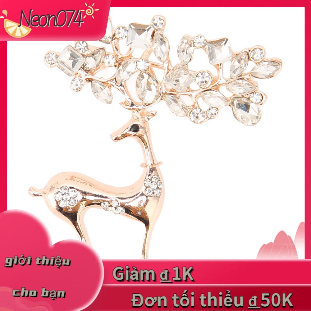 Neon074 Neon074 Deer Brooch Alloy Men Đàn ông Động vật Kỳ nghỉ Trâm cài Pin Rhinestone Corsage cho Ngày kỷ niệm sinh nhật