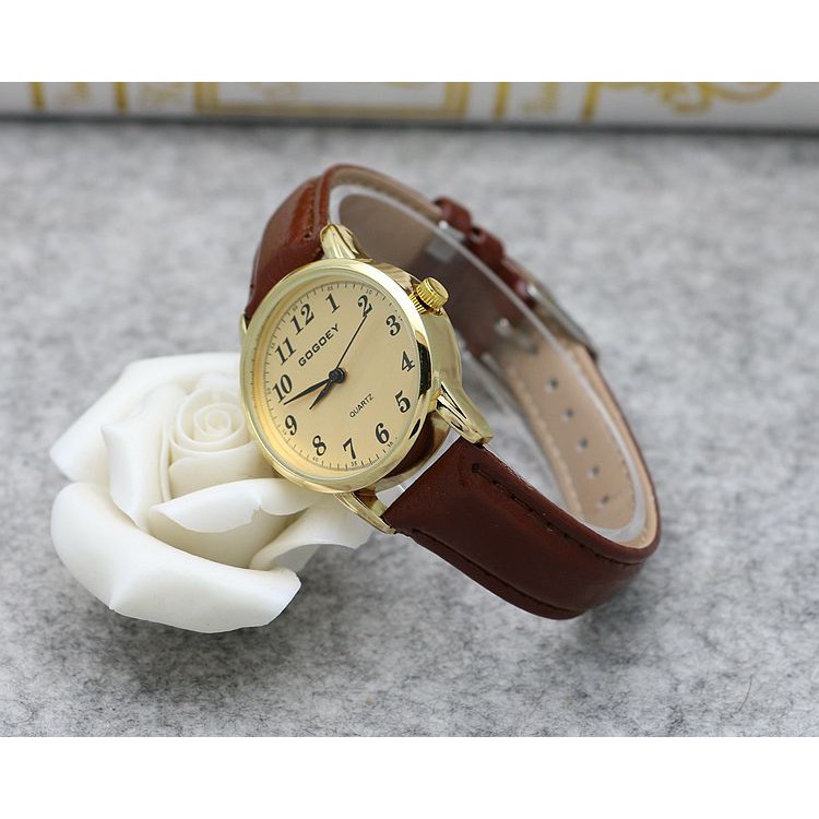 Đồng hồ nữ Gogoey Korea G14 cặp dây da mỏng thời trang + Tặng kèm hộp và Pin dự phòng AH470