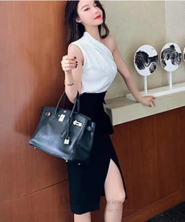 Set áo lệch vai chân váy bèo
