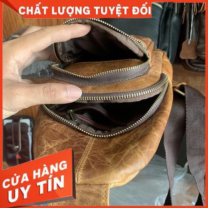 [ Da Cao Cấp 100% ] Túi Đeo Chéo Da Bò Thật Bảo Hành Ba Năm CB03