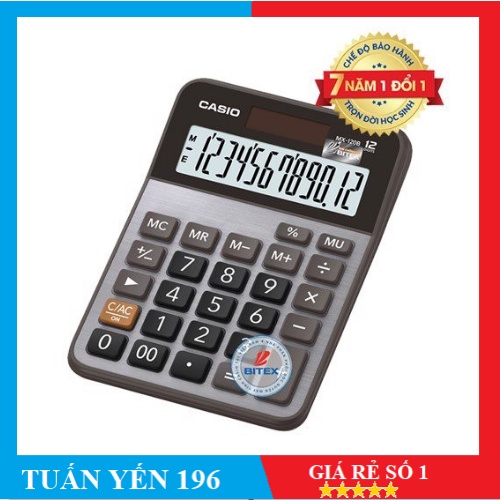 [Grab] Máy Tính Casio MX - 12B (Chính Hãng Bảo Hành 2 Năm)