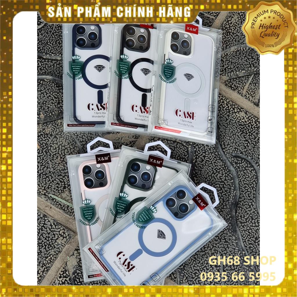 Ốp lưng Lưng Mica, Viền Silicon màu Magsafe cho iPhone 13 - chính hãng X&amp;M