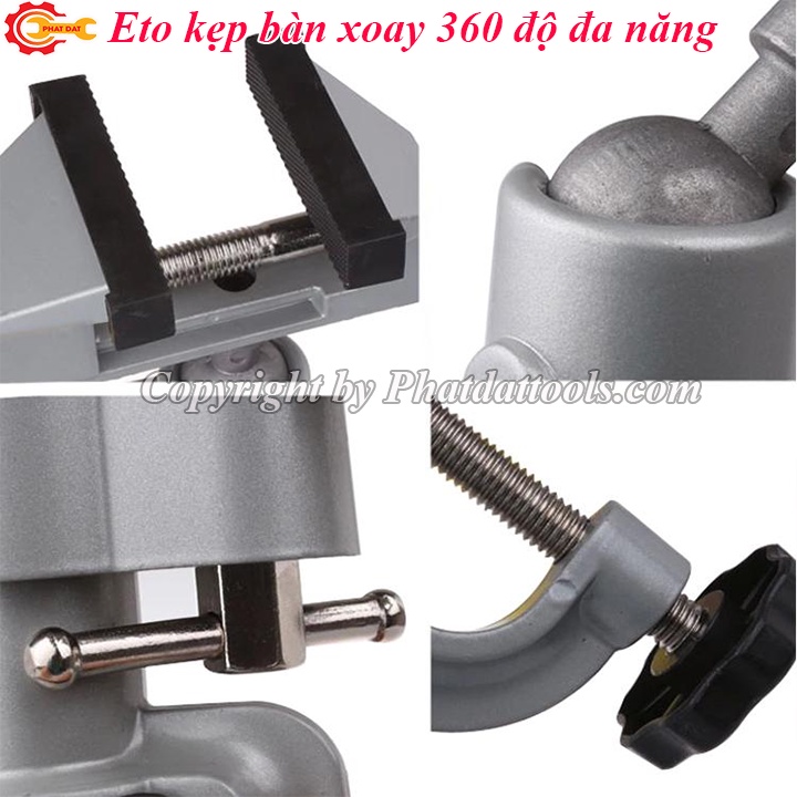 Eto kẹp bàn xoay 360 độ AT-6075 - Kẹp máy khoan hoặc vật liệu gia công - Chất liệu hợp kim nhôm cao cấp