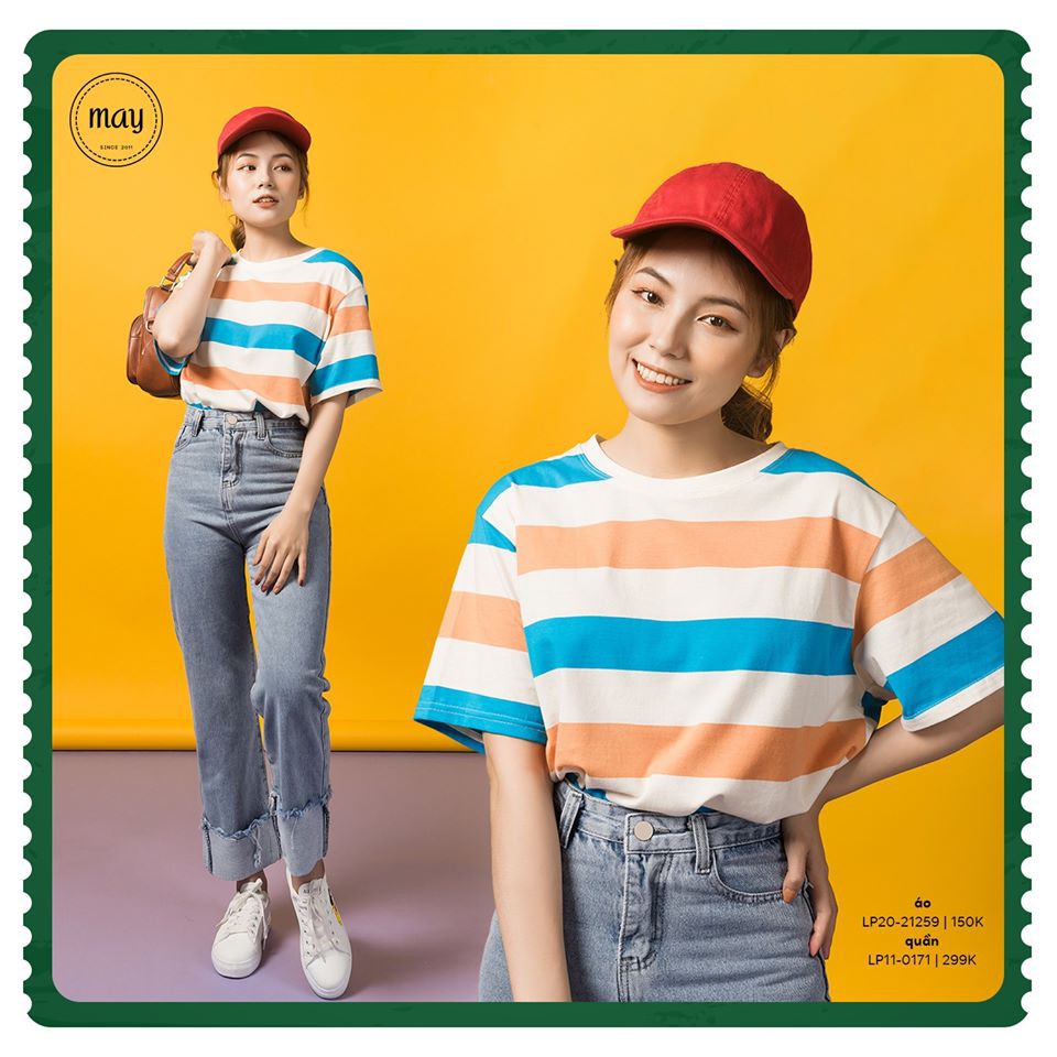 Áo phông oversize kẻ  #9009