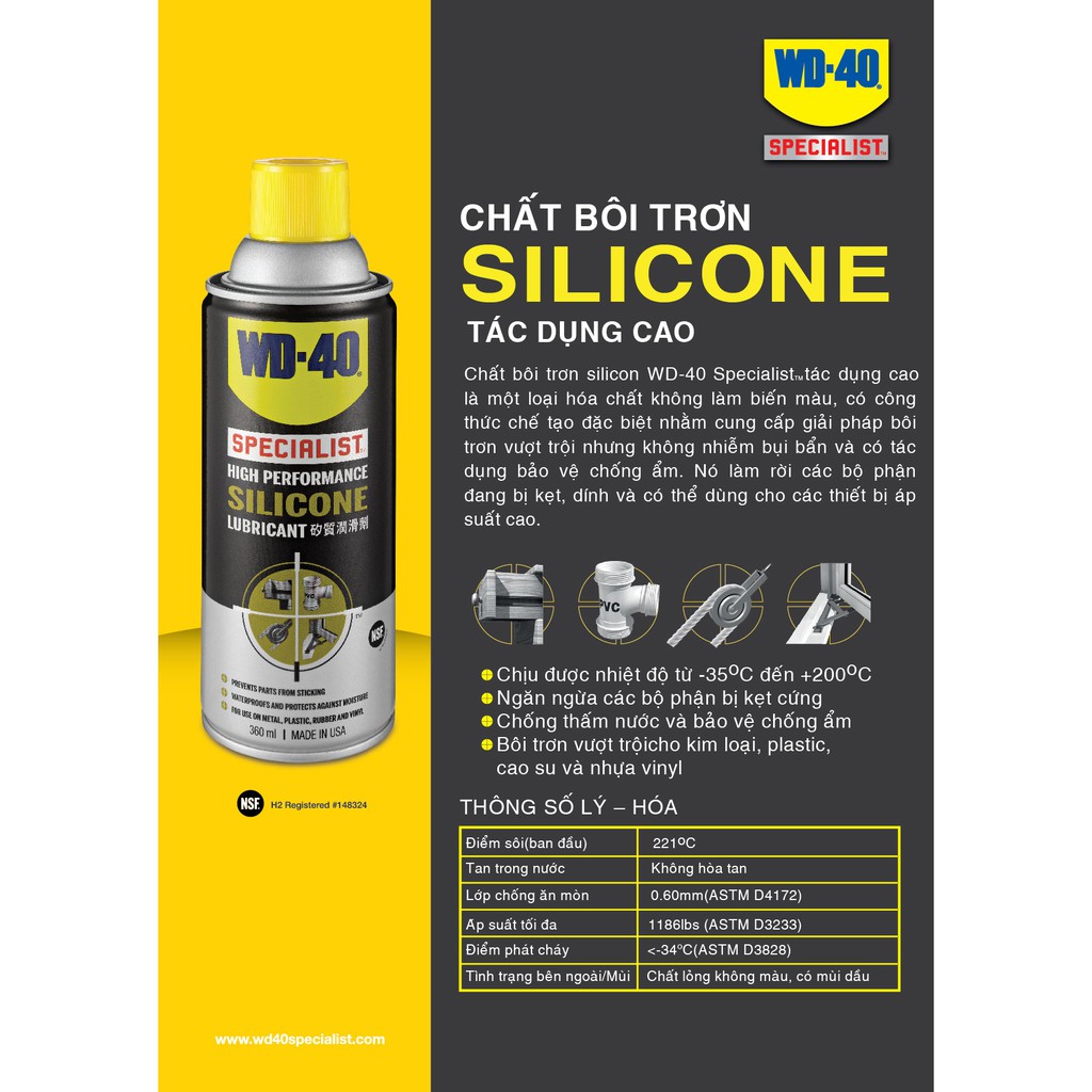 [ LÊN DÙNG] Chai Chất Bôi trơn Silicon, tác dụng cao WD-40 Specialist Food Grade (360ml)