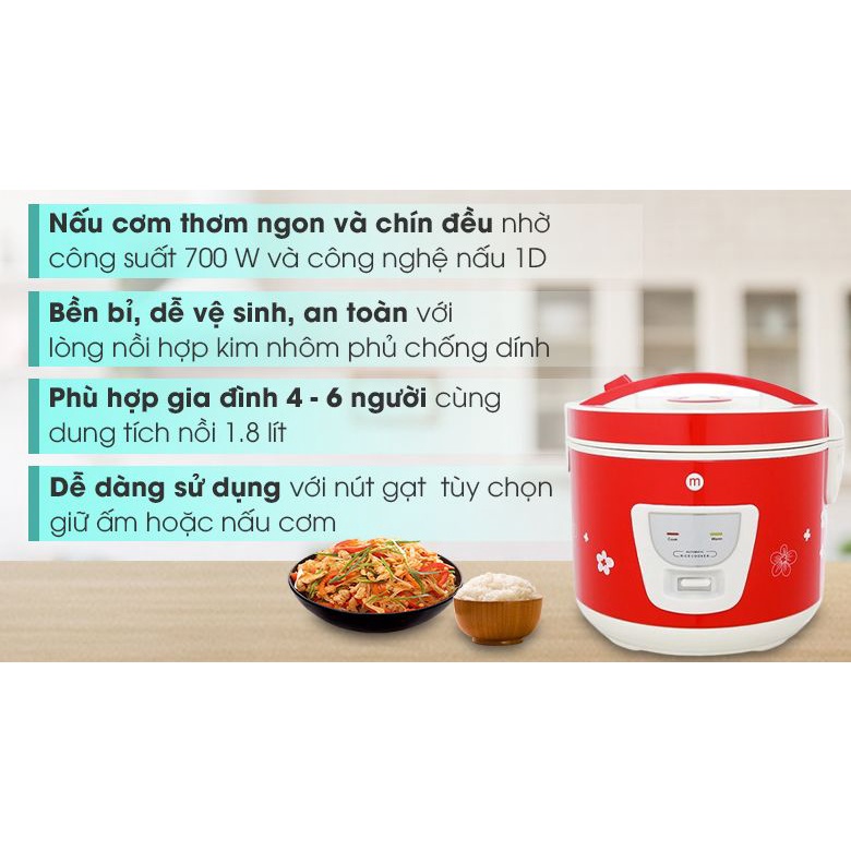 Nồi Cơm Điện Lòng Niêu Cao Cấp - Nấu Cơm Ngon Như Niêu Đất -  Hàng Chính Hãng Mishio Công Nghệ Nhật Bản
