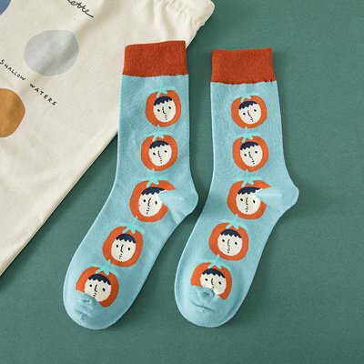 Tất nữ vớ nữ cổ cao chất liệu cotton mềm mại in họa tiết hoạt hình phong cách Hàn Quốc