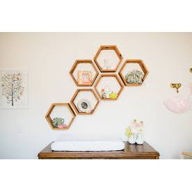Kệ Trang Trí Tường Lục Giác/ Kệ Tổ Ong 6 Cạnh / Size 40cm x 9cm - Mộc. Home