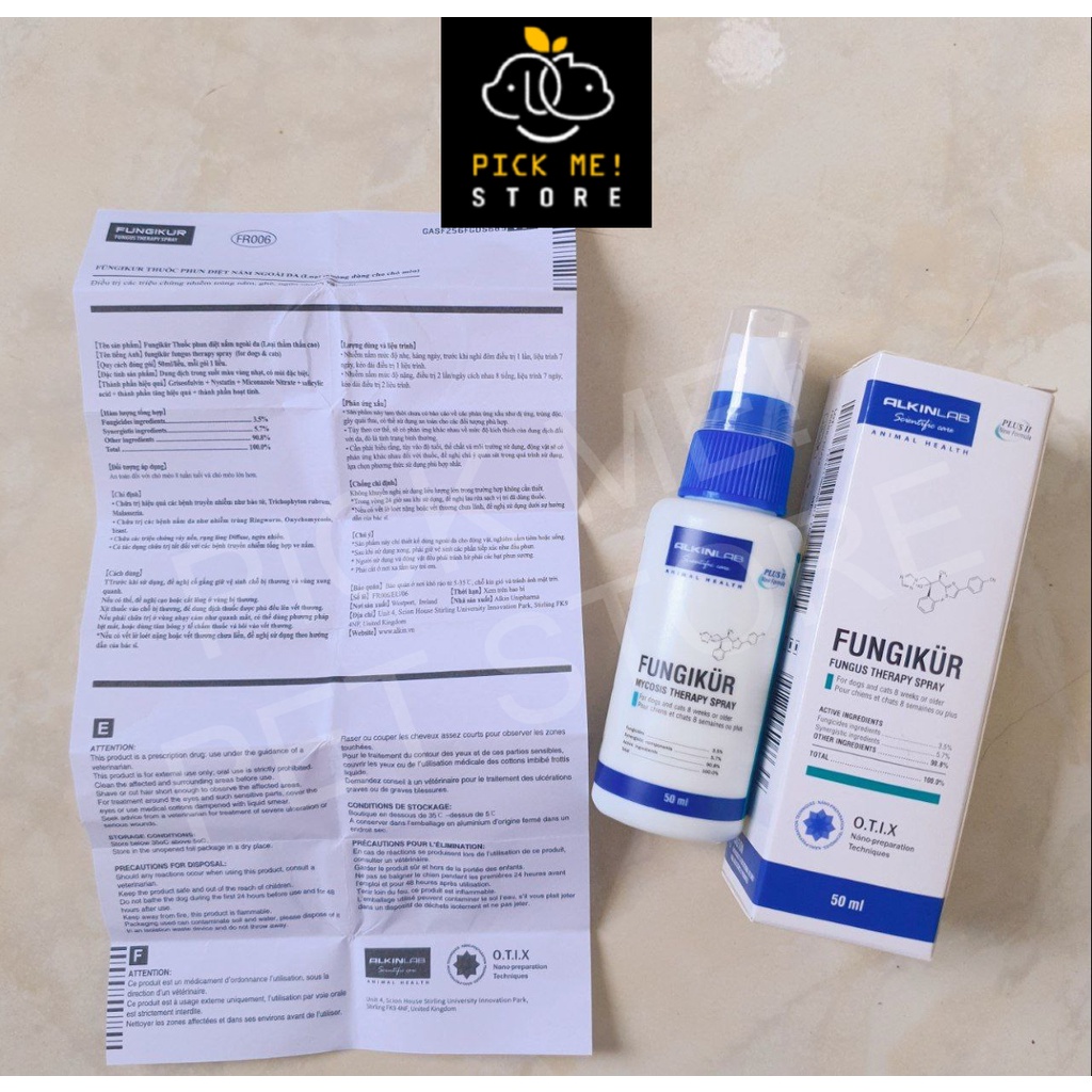 Xịt Nấm Ngứa, Ghẻ Fungikur, Mitecyn Cho Chó Mèo