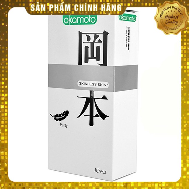 Bao cao su siêu mỏng tinh khiết Okamoto Purity - hộp 10 chiếc