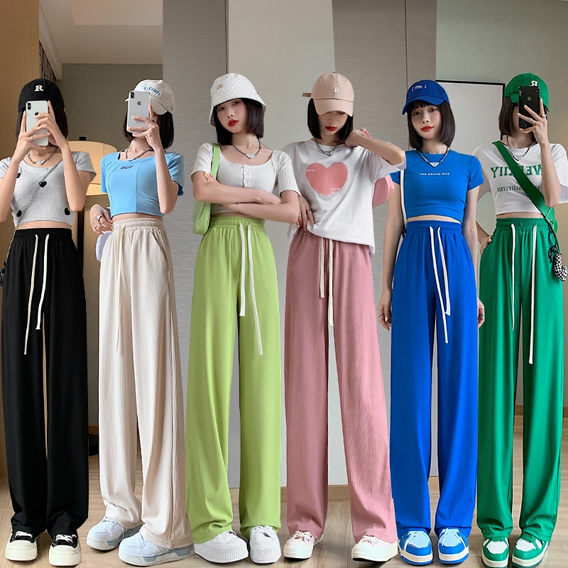 Quần dài IELGY thiết kế lưng cao dáng rộng thời trang cho nữ