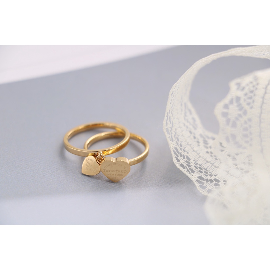 Nhẫn Thép Titan Khắc Hình Trái Tim Thời Trang Cho Nữ