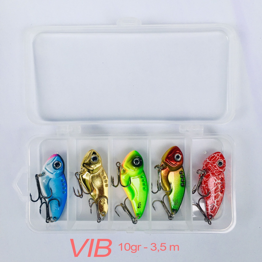 Mồi câu lure cá sắt VIB dài 3,5cm nặng 10gr Lưỡi ba tiêu sắc bén không rỉ sét Tặng hộp đựng mồi khi mua combo 5 con