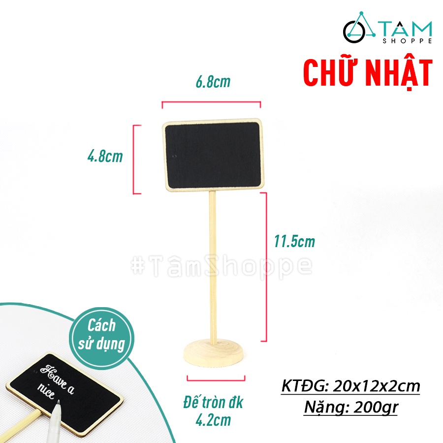 Bảng đen viết phấn gỗ mini để bàn chân cao BDMN-03