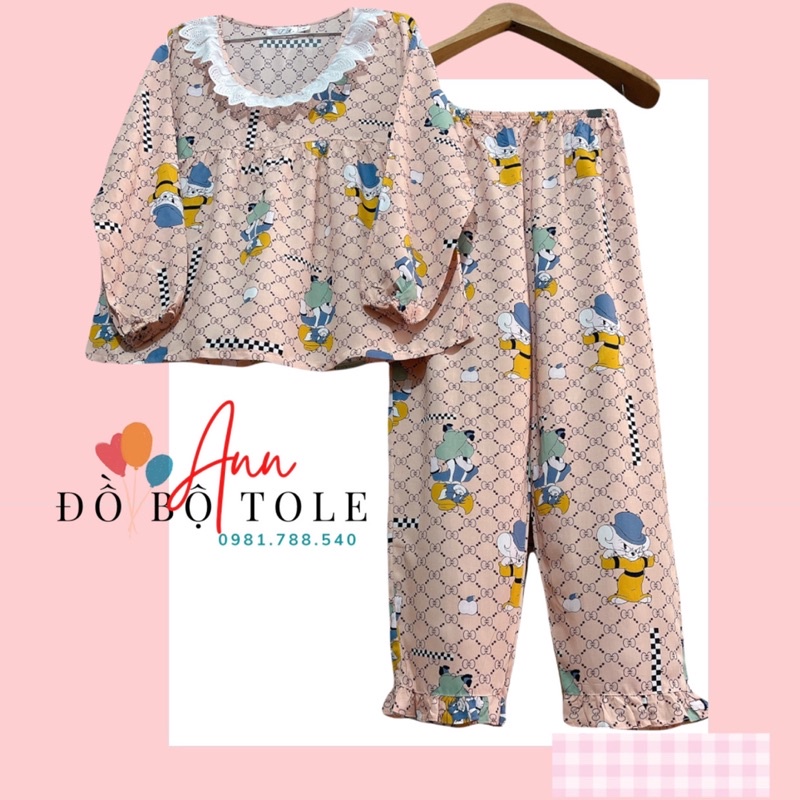 [ Ann- ĐỒ BỘ TOLE ] Tay dài quần dài cô tròn phối ren bbd ( 45-65kg ) | BigBuy360 - bigbuy360.vn