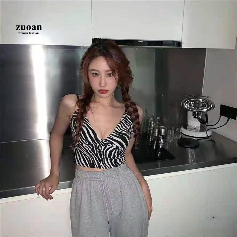 SUXI Áo Hai Dây Họa Tiết Ngựa Vằn Gợi Cảm Cho Nữ