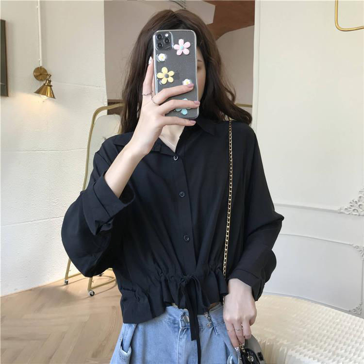 Áo Sơ Mi Nữ Tay Dài Dáng Rộng Màu Trơn Thời Trang