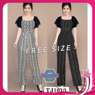 Đồ Bay Dài 🎁FREESHIP🎁Giảm 45k Khi Mua Đơn Từ 500k - Jum dài ống suông tay bèo phối đen xinh xắn TJ1010