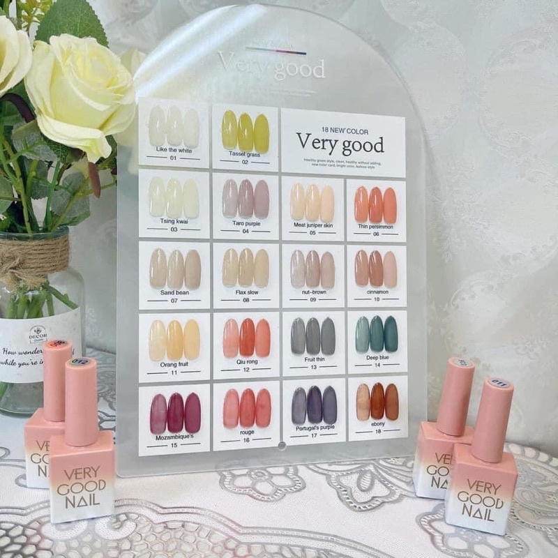 {Mua 1 tặng 1}Sét thạch Verygood 18 màu tặng kèm bảng màu THIÊN DI NAIL