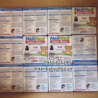 Dụng cụ rửa mũi cho bé Neilmed bình 120ml kèm 30& 60 gói muối