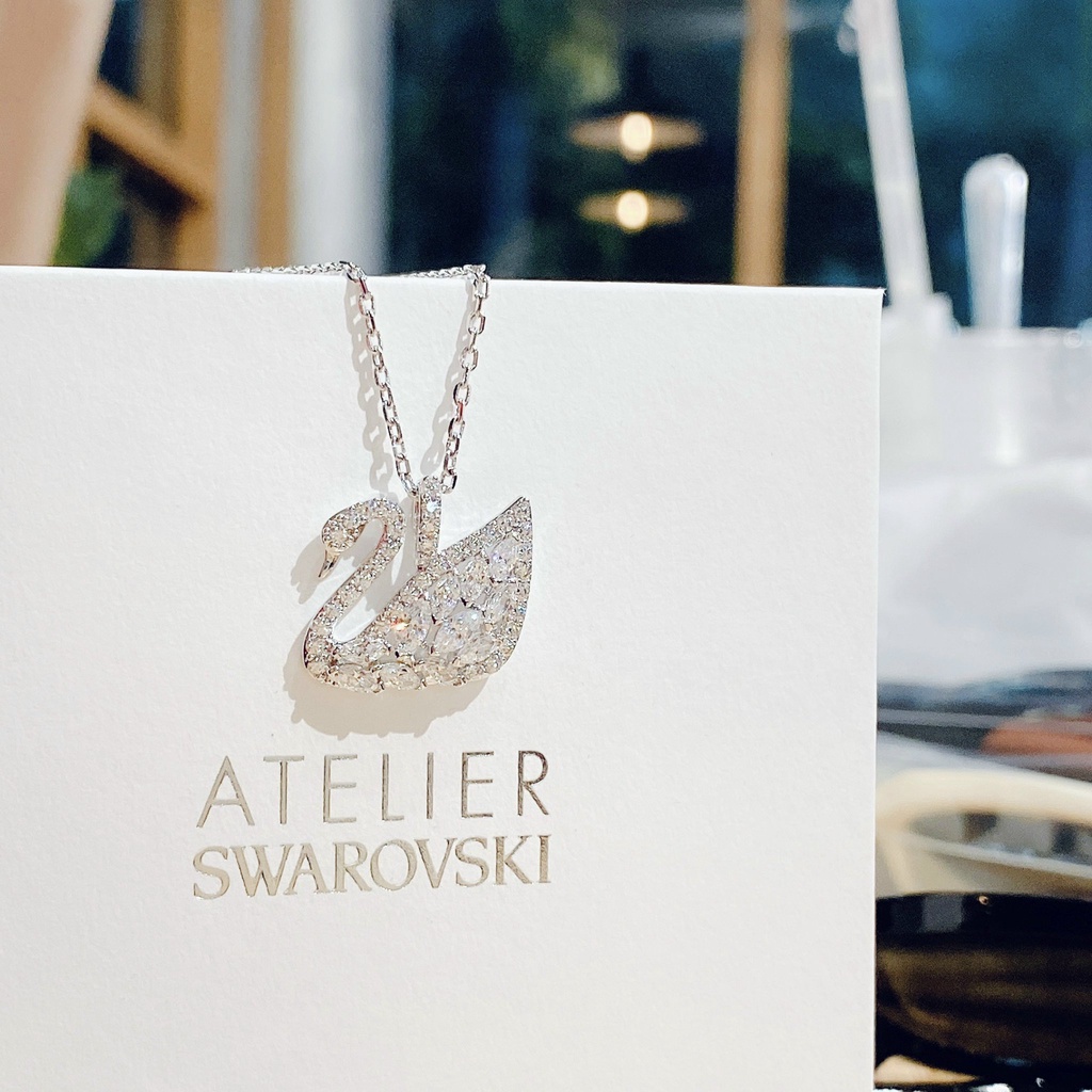Dây chuyền  Swarovski thiên nga hạt gạo trắng