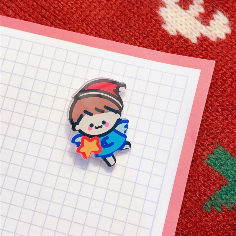 Trâm cài áo bằng acrylic hình người tuyết/tuần lộc/người tuyết phong cách Hàn Quốc mừng năm mới