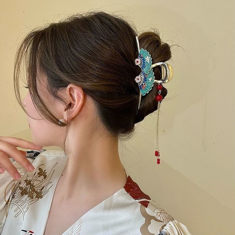 Kẹp Tóc Hình Cá Mập Cỡ Lớn Phối Tua Rua Kiểu Hán Phục Cổ Điển Thời Trang Cho Nữ