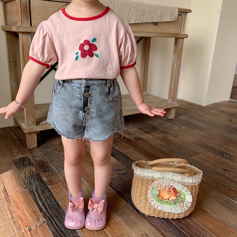 [Babycat] Hàng Có Sẵn Áo Thun Cotton Tay Ngắn Dáng Rộng Màu Sắc Tương Phản Phong Cách Phương Tây Thời Trang Mùa Hè Hàn Quốc Kiểu Dáng Hợp Thời Trang Phong Cách Phương Tây