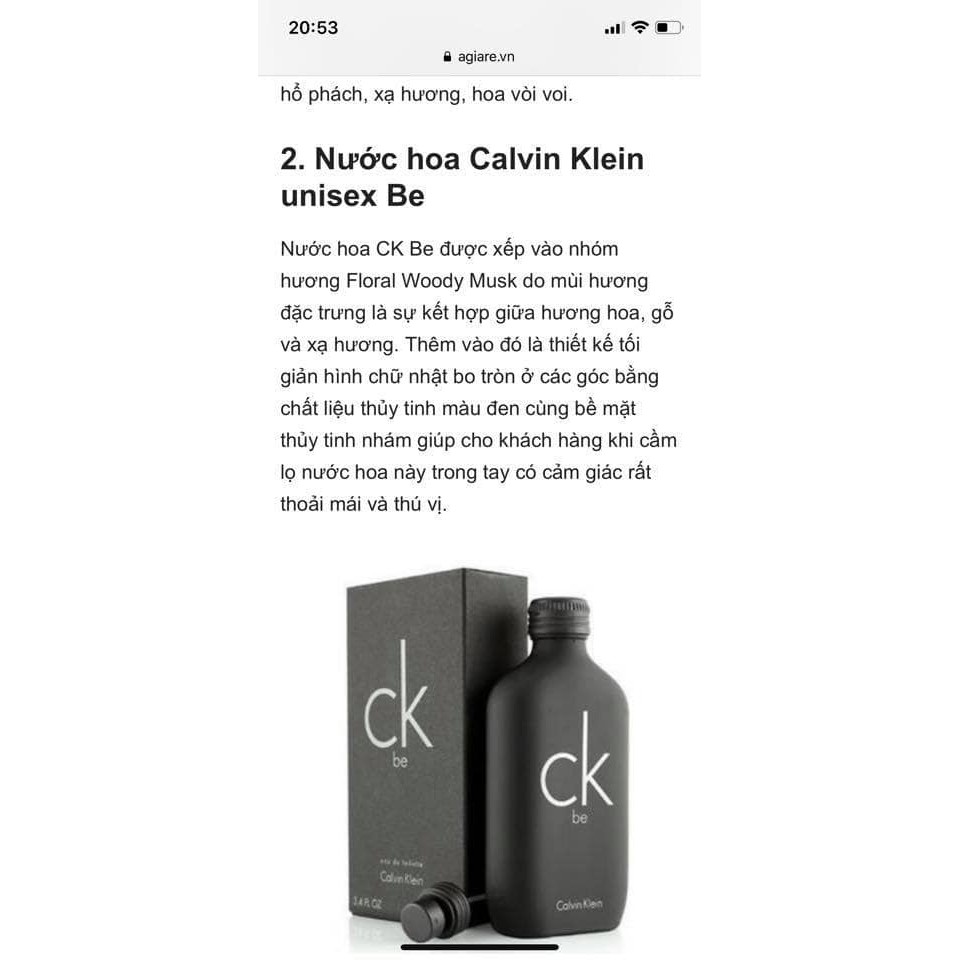 [Full] Nước Hoa Unisex CALVIN KLEIN   Be EDT 100ml