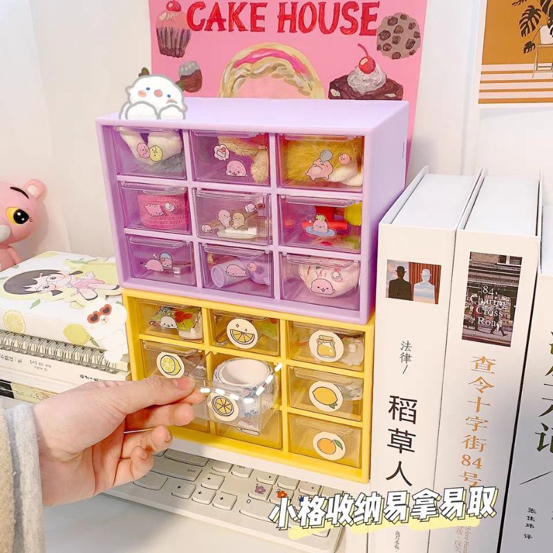 Tủ nhựa mini đa năng 9 ngăn dễ thương nhỏ nhắn 18×12×10cm | BigBuy360 - bigbuy360.vn