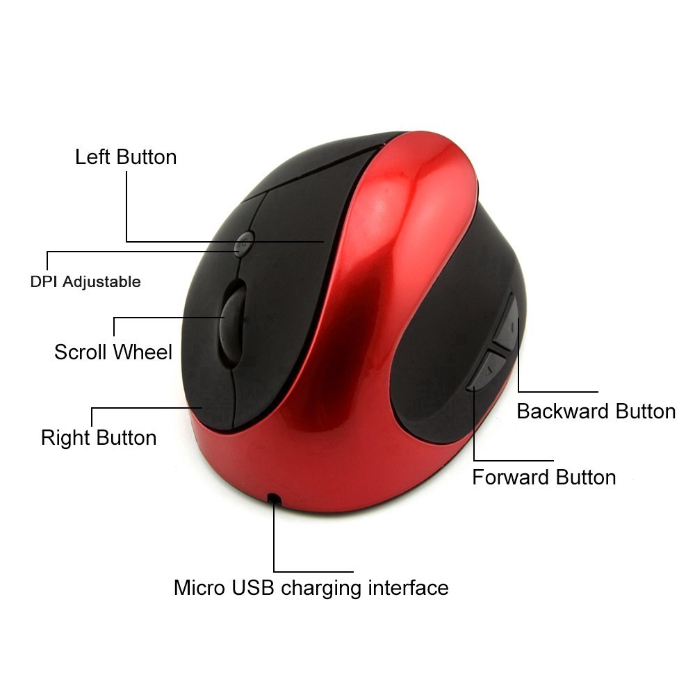Elec Space Chuột quang không dây 6 nút 3 DPI 800 / 1200 / 1600 2.4ghz điều chỉnh được để chơi game