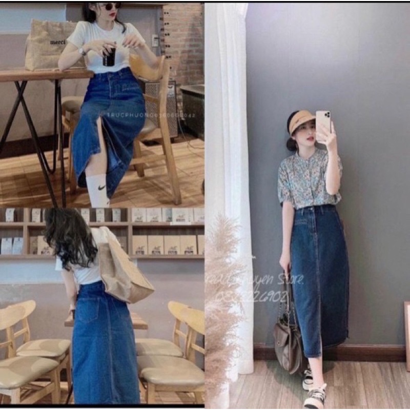 TH-CHÂN VÁY JEAN CẠP CHUN EO 2M CHO NỮ