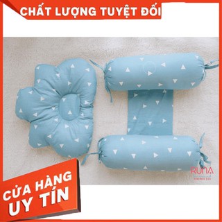 [100% ẢNH THẬT] Gối lót đầu + Gối chặn Runakids tam giác nhí xanh