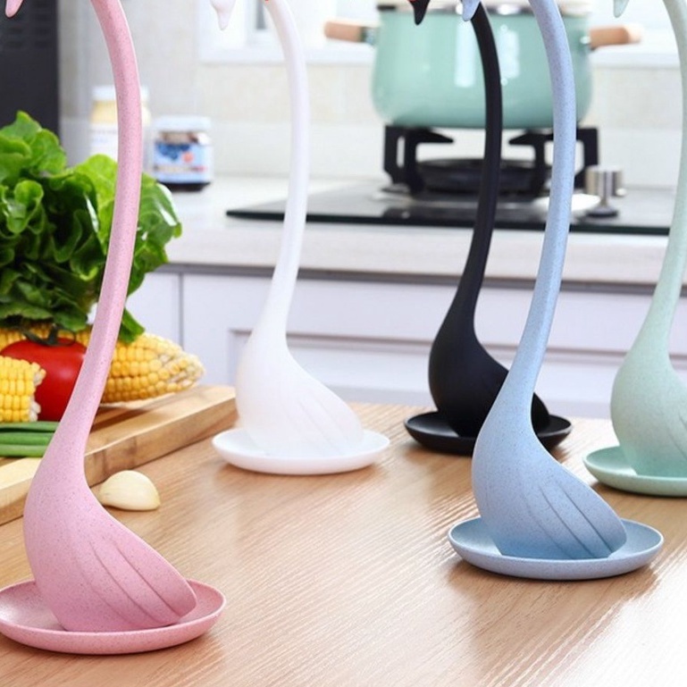 (Bán Buôn Sỉ) (CAO CẤP) Muỗng/ môi/ vá múc canh hình thiên nga thìa cán dài chất nhựa lúa mạch độc đáo 𝗚𝗜𝗔𝗗𝗨𝗡𝗚𝗛𝗔𝗡𝗢𝗜𝟯𝟵