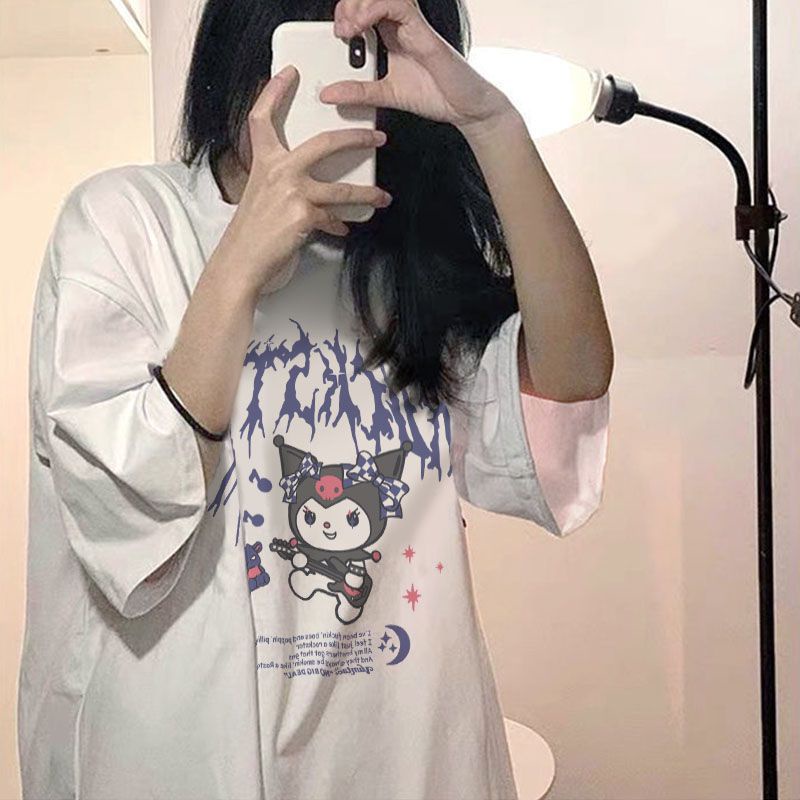 Áo Thun Tay Lỡ In Họa Tiết Kuromi Hoạt Hình Phong Cách Nhật Bản Thời Trang Mùa Hè Hàng Mới 2022 Dành Cho Bạn Nữ