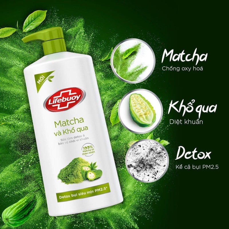 Sữa tắm Lifebuoy dextox matcha khổ qua 850g/than hoạt tính tặng kèm rửa tay LUX 220ml cực thơm | BigBuy360 - bigbuy360.vn