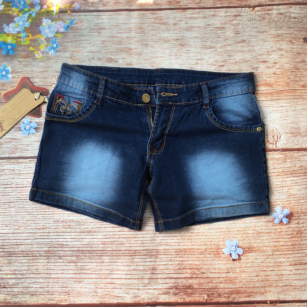 Quần bé gái short jean túi thêu từ 40kg đến 55kg - QG026