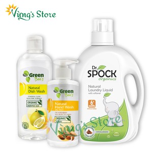Organic - combo nước giặt dr spock usda cho bé từ 6 tháng và nước rửa tay rửa bát organic