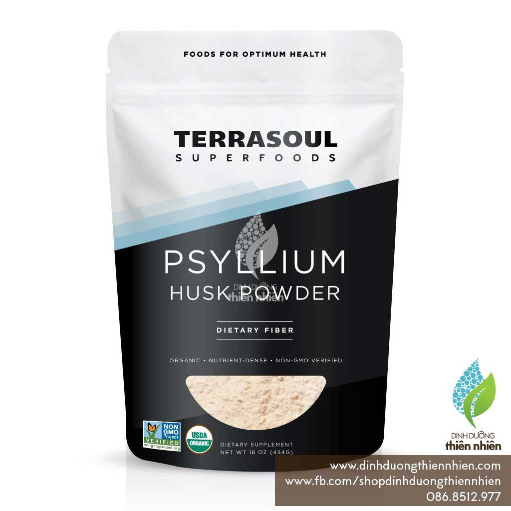 [TÚI NGUYÊN] Bột Vỏ Hạt Mã Đề Terrasoul Organic Psyllium Husk Powder 454g, DẠNG BỘT MỊN