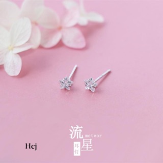 Khuyên tai nụ sao bạc - chốt bạc