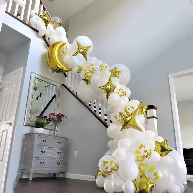 Set 60 Bong Bóng Hình Ngôi Sao/Mặt Trăng/Ngôi Sao Trang Trí Tiệc/Lễ Hội EID Mubarak Cho Trẻ DIY