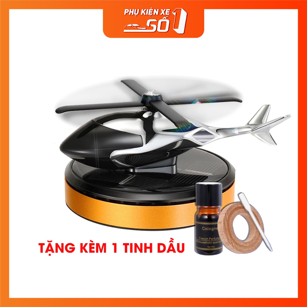 Máy Khuếch Tán Tinh Dầu Nước Hoa Xe Hơi Ô tô Năng Lượng Mặt Trời Mô Hình Thực Thăng Trang Trí Taplo [Tặng Kèm Tinh Dầu]