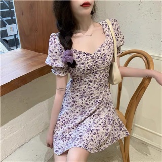 Đầm tím hoa nhí ulzzang ( Có sẵn)