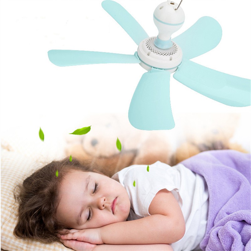 Quạt điện mini gia dụng Quạt trần cắm điện 5 cánh im lặng có điều khiển từ xa Quạt treo cho giường cắm trại ký túc xá sinh viên