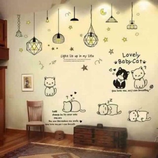 Combo decal dán tường mèo dễ thương